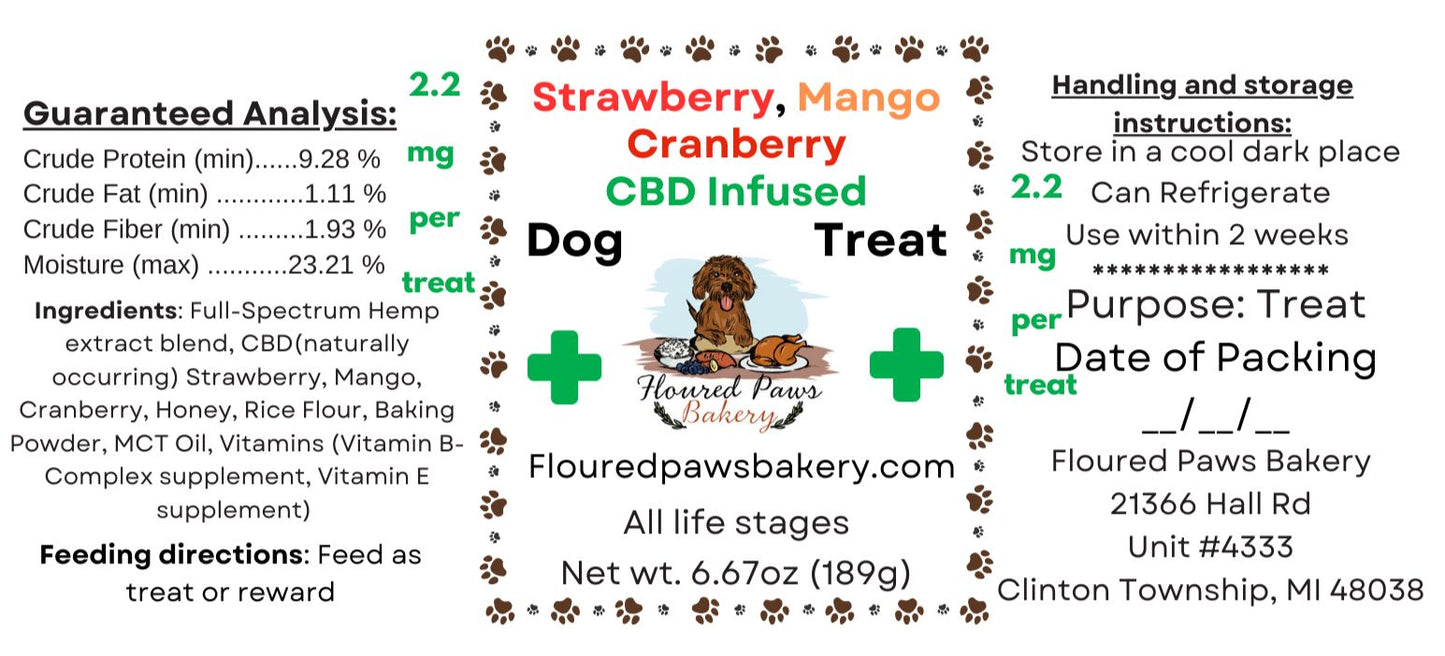 Mango, Strawberry, Cranberry CBD Dog Treat